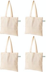 Vantagekart Natural Cotton Plain Tote Shopping Bags with Extra Strong ...