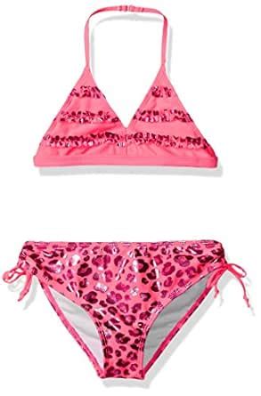Buy Jantzen Big Girls Pink Leopard Print Ruffle Bikini Swimsuit, Pink ...
