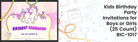 Birthday Metallic Card Invitations with Envelopes - Kids Birthday Party ...