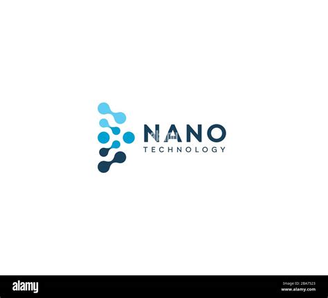 Abstract nano icon, blue circles in semicircle. Dotted logo template ...
