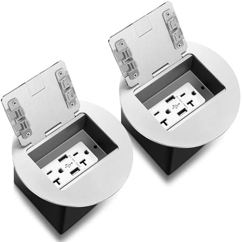 Kanayu 2 Pack Silver Recessed Floor Outlet, 3.98"x 3.66" x 3.15" 1-Gang ...