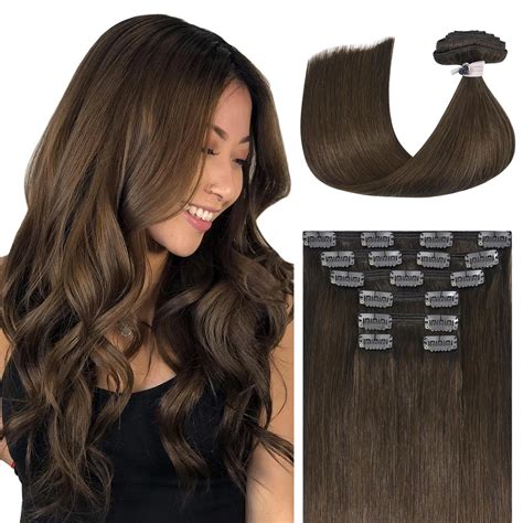 Amazon.com : Ukira Brown Clip in Hair Extensions Real Human Hair ...