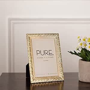 Pure Home and Living Gold Plated Textured Metal Photo Frame : Amazon.in ...
