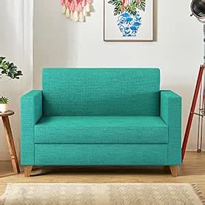Chumbak Modern Loveseat - Maldivian Teal (2 Seater Sofa, Sheesham Wood ...