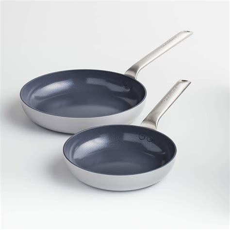 Crate & Barrel EvenCook Ceramic Grey Ceramic Nonstick Fry Pans, Set of ...