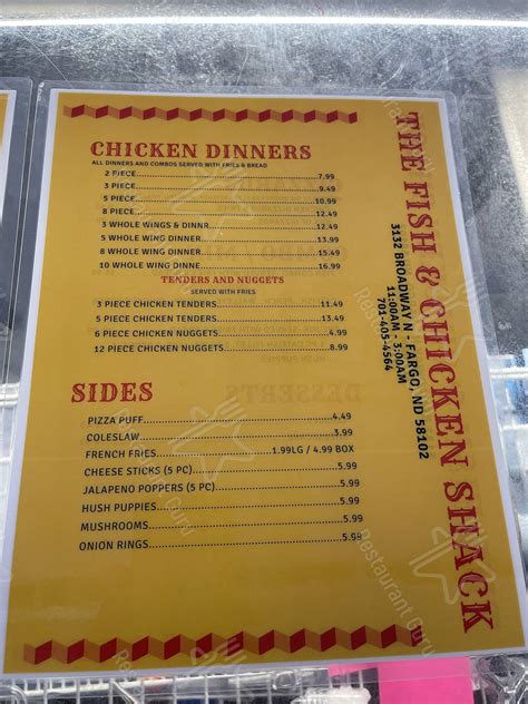 Menu at The Fish and Chicken Shack restaurant, Fargo