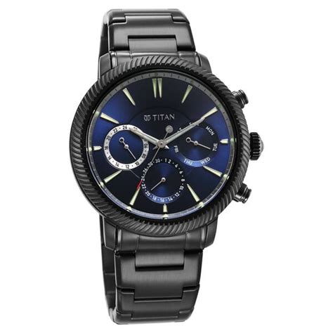 Buy Online Titan Stellar Multifunction Blue Dial Black Stainless Steel ...