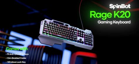 SpinBot Rage K20 LED Backlit|Metal Body|19 Anti-Ghosting Keys |Volume