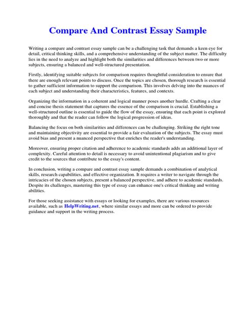 Image result for Comparison and Contrast Text Example