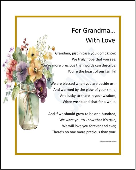 Best Grandma Grandmother Poem Print Verse Thank-you Gift Present ...
