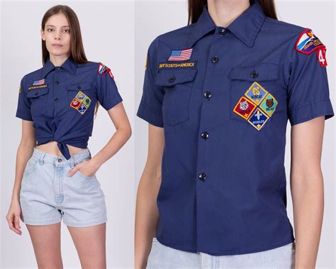 80s Boy Scouts Uniform Shirt Petite XS Vintage Navy Blue - Etsy