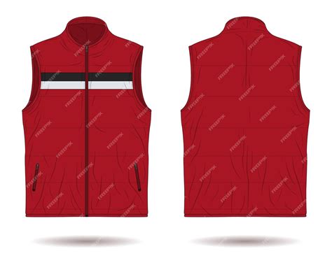 Premium Vector | Red puffer vest mockup front and back view