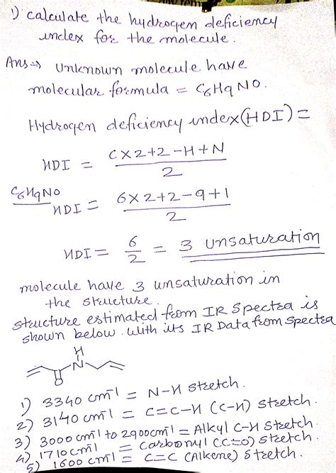 [Solved] 1. Calculate the hydrogen deficiency index for the molecule ...