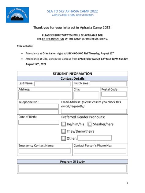 Fillable Online Alberta Aphasia CampCommunication Sciences ... Fax ...