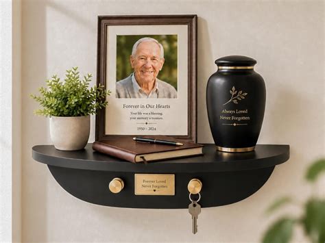 Personalized Memorial Shelf for Urn, Laser-engraved Plaque, Urn Display ...