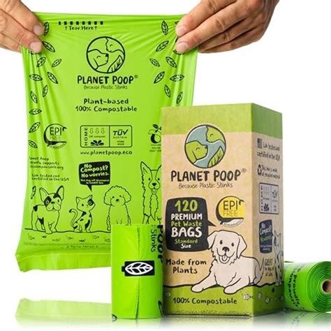 Compostable Dog Poop Bags, Plant-Based Poop Bag for Dogs. 120 Unscented ...