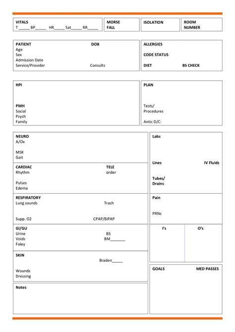 Nursing Report Sheet Templates - Cardtemplate.my.id
