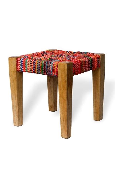 Sirohi Savitri Textile Waste Wooden Stool – Okhaistore