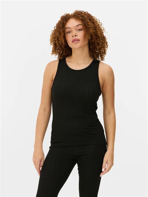 Womens Black Thermal Pointelle Knit Vest | Primark