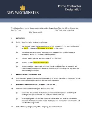Fillable Online Prime Contractor Designation for Project Management ...
