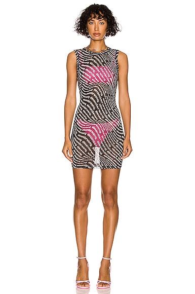 Alexander Wang Logo Sheer Mini Dress in Black & White | FWRD