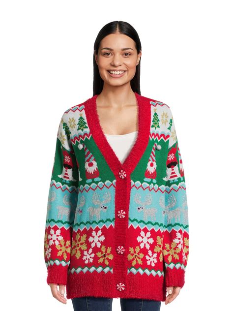 Holiday Time Women's Ugly Christmas Cardigan, Sizes S-3X - Walmart.com