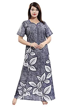 Buy LIFE-TALE™ Premium Long Zip Cotton Nighty/Night Gown/Nightwear ...