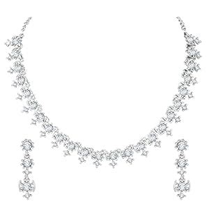 Buy Atasi International Silver Plated Crystal AD Diamond Necklace ...