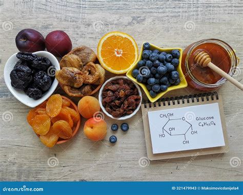 Glucose Rich Foods And Chemical Formula Of D-glucose. Glucose Monosaccharides Are Found ...