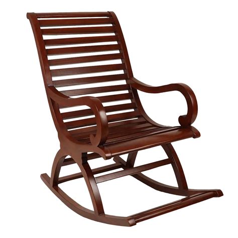 Boston Teak Wood Rocking Chair (Brown) – DZYN Furnitures