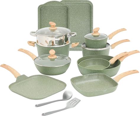Kitchen Academy 17 Piece Non-Stick Pots and Pans Set, Induction Pan Set ...