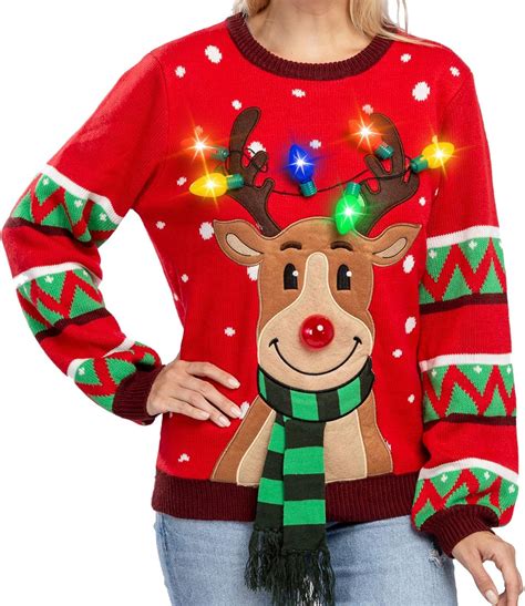 S.Charma Girls Cute Reindeer Sweatshirt Pullover Women Ugly Christmas ...