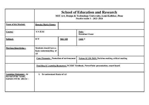 ICT Practice lesson 1 - School of Education and Research MIT Art ...