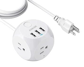 Anker Power Port Cube, 3 Outlets and 3 USB Ports with Switch Control ...