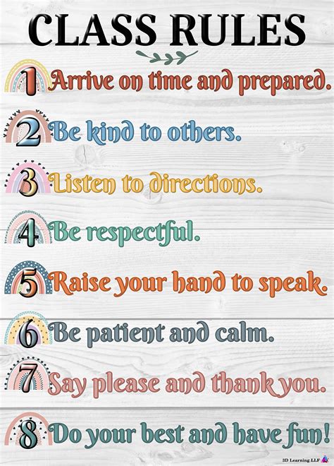 Buy Boho Rainbow Class Rules - Laminated, Size 14x19.5 in.- Back To ...
