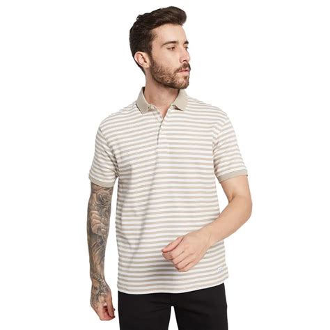 Octave Striped Polo Collar Cotton T-shirt