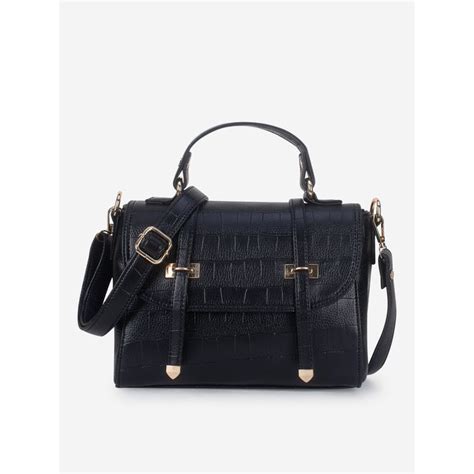 Buy Yelloe Black Croco Satchel Bag Online