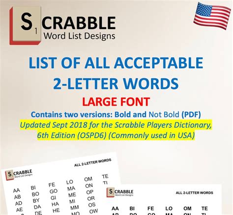 PDF Scrabble Word List Cheat Sheet: Acceptable 2 Letter Words - Etsy