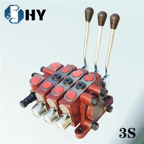 3 sections Hydraulic directional control pneumatic Throttle valve Joystick valve - control valve ...