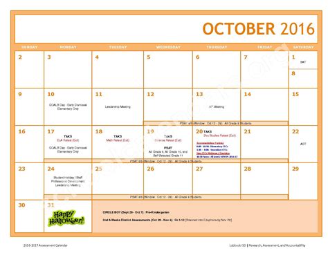 2016 - 2017 LISD Testing Calendar | Lubbock Independent School District ...