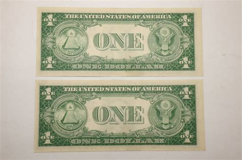 1935 $1 Bill Blue Seal 2 Bills With Consecutive Serial Numbers ...