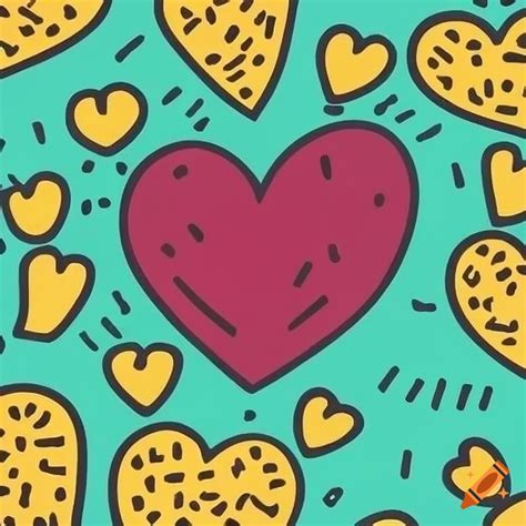 Keith haring heart pattern artwork on Craiyon