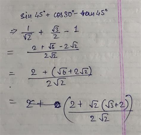 evaluate sin45+cos30-tan45 - Brainly.in