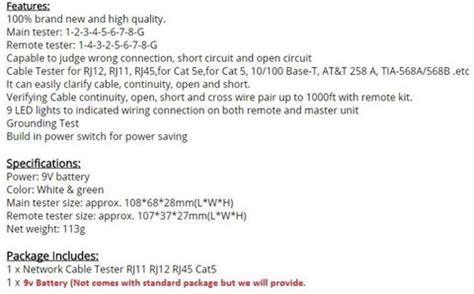 Divinext Rj45 Rj11 Rj12 Cat5 Cat6 Utp Network Cable Tester with Battery ...