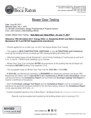 Blower Door Testing Results Form (PDF) - City Of Boca Raton - Fill and ...