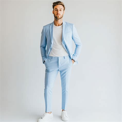 Men's Light Blue Two-Piece Suit - Stylish Formal Wear | Tailored Suit ...