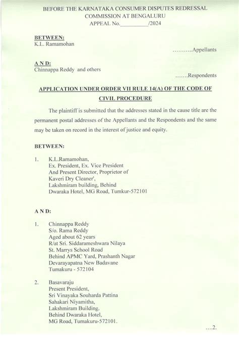 KLR mohan Memo1 65 - Memo draft - BEFORE THE KARNATAKA CONSUMER ...