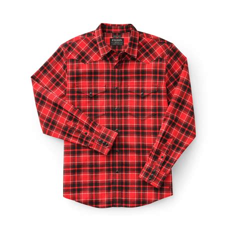 Western Flannel Shirt Red Black White Plaid – B74
