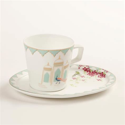 Buy Showstopper Haven Printed Bone China Cup and Saucer - Set of 4 from ...