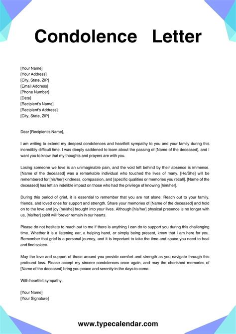 Formal Condolence Letter